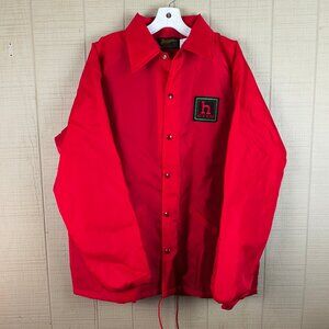 Vintage Swingster Jacket Windbreaker H Seed Logo Patch Red Lined Large Farm Ag